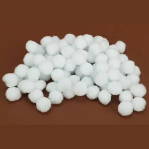 Dekor pompom 15mm fehér zsenília golyó, 100db/csomag