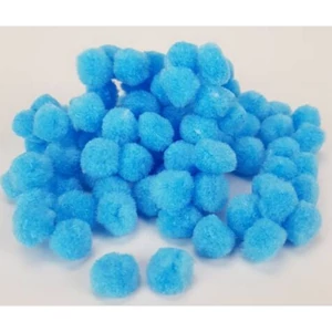 Dekor pompom 15mm világoskék zsenília golyó, 100db/csomag