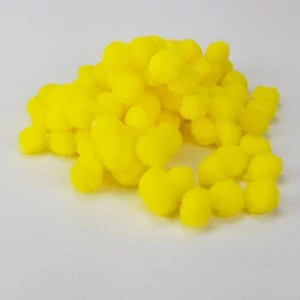 Dekor pompom 15mm sárga zsenília golyó, 100db/csomag
