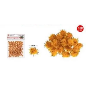 Dekor pompom csillámos arany 1cm 120db-os 25