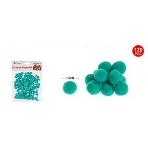 Dekor pompom kékes zöld 1cm 120db-os 25