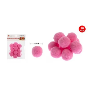 Dekor pompom sötét rózsaszín 3cm 10db-os 25