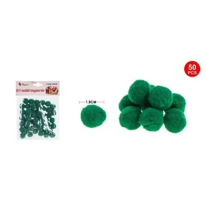 Dekor pompom sötétzöld 1,5cm 50db-os 25