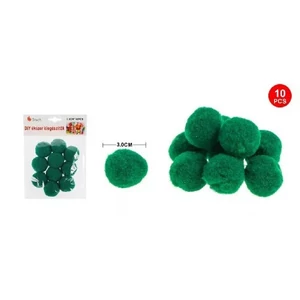 Dekor pompom sötétzöld 3cm 10db-os 25