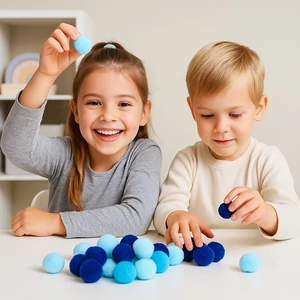 Dekor pompom vegyes kék 1,5cm 50db-os 25