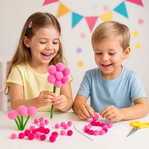 Dekor pompom vegyes rózsaszín 1cm 120db-os 25