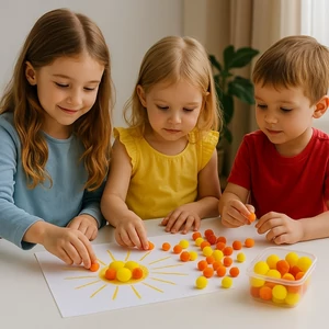Dekor pompom vegyes sárga 1cm 120db-os 25