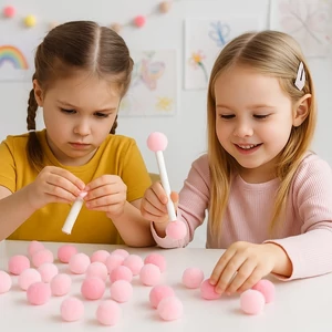 Dekor pompom világos rózsaszín 1cm 120db-os 25