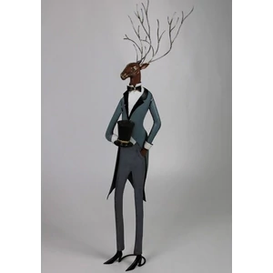 Dekor szarvas Gentleman 23' fém, 100cm szarvas férfi kézzel festett elegáns darab
