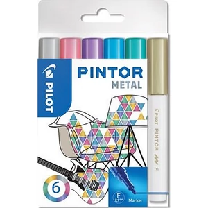 Lakk Decomarker Pilot Pintor F' 1mm vízbázisú 6metál szín Írószerek PILOT PIN-MET-S6-F