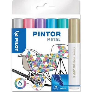 Lakk Decomarker Pilot Pintor M' 1,4mm vízbázisú 6metál szín Írószerek PILOT PIN-MET-S6-M