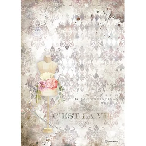Decoupage rizspapír A4 Romantika rózsaszín manöken 