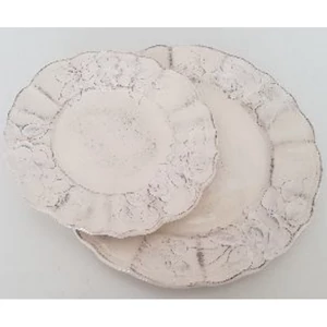 Tányér desszertes kerámia 22x1,8cm virágos natúr kézzel festett kézzel festett