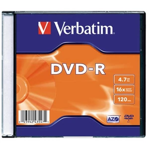 DVD-R 4, 7GB 16xVerbatim Azo DVD-R 4, 7 GB, 16x, vékony tokban 120min DVDV-16V0