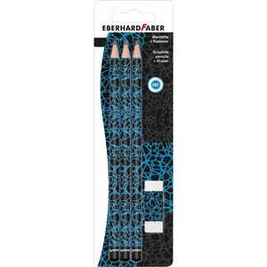 Eberhard-Faber grafitceruza szett, 3db-os+radír neon kék/fekete