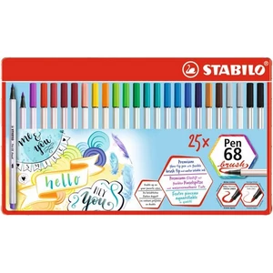 Ecsetiron készlet 25 Stabilo Pen 68' Brush 25színű készlet fémbobozos Írószerek STABILO 568/25-321