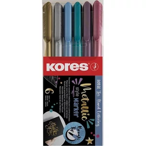 Ecsetiron készlet Kores Metallic Style, 6 metál szín