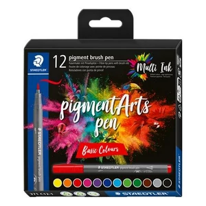 Ecsetiron készlet Staedtler Pigment Brush 371, 12 Különböző Alapszín TS371C121