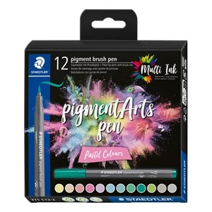 Ecsetiron készlet Staedtler Pigment Brush 371, 12 Különböző Pasztell TS371C122