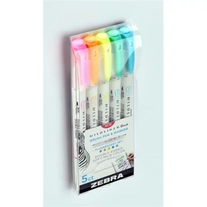 Ecsetiron készlet Zebra kétvégű Mildliner Fluorescent, 5 szín 