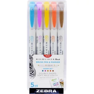 Ecsetiron készlet Zebra kétvégű Mildliner Warm, 5 szín