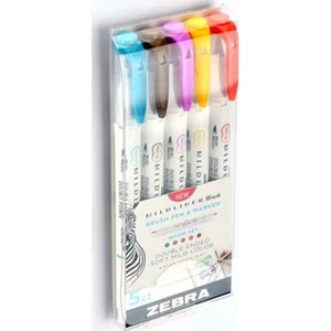 Ecsetiron készlet Zebra kétvégű Mildliner Warm, 5 szín 