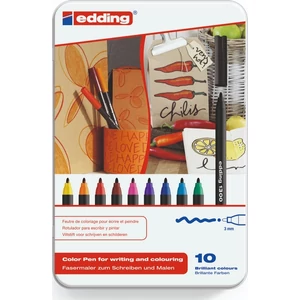 Edding 1300 filctollkészlet/10 Marker, 10 Rostirón Fém Dobozban