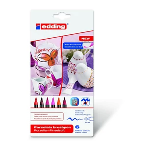 Edding 4200/6 porcelán ecsetirón 6-os készlet meleg színek Porcelán marker ecsetjellegű