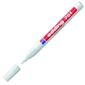 Edding 751 kerek hegyű fehér lakkmarker 1-2mm jelölésre Üveg, porcelán, műanyag, fém