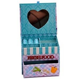 Ékszerdoboz ládika Food színes, szögletes papír, 1 fiókos 11x9, 11x9,5x8,2cm