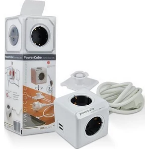 Elosztó 4 aljzat Allocacoc 1 rögzítő elem 2 USB csatlakozó 3m PowerCube Extended USB 3m cable DE