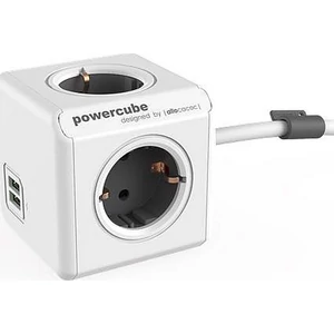 Elosztó 4 aljzat Allocacoc 2 USB csatlakozó 1,5 m PowerCube Extended USB DE fehér-szürke