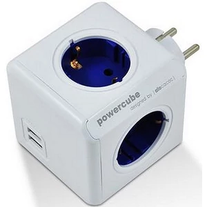 Elosztó 4 aljzat Allocacoc 2 USB csatlakozó PowerCube Original USB DE fehér-kék