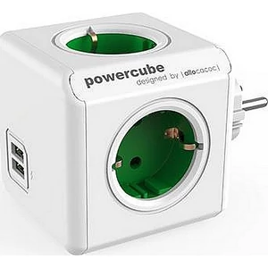 Elosztó 4 aljzat Allocacoc 2 USB csatlakozó PowerCube Original USB DE fehér-zöld