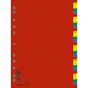 Elválasztó regiszter A4 Donau műanyag 1-31-ig színes Iratrendezés DONAU 7736095PL-99