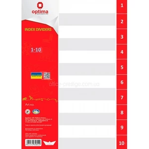 Elválasztólap A4 PVC Optima 1-10 natúr regiszteres Papiron