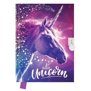 Emlékkönyv A5 UNIOR Unicorn szív alakú lakattal DBL36-K24