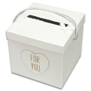 Esküvői persely for you felirattal, fehér kocka alakú 18cm