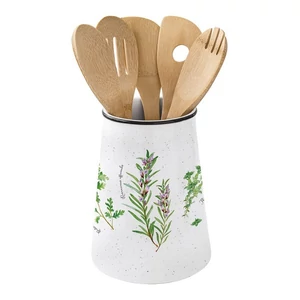 Evőeszköztartó Porcelán 15x19cm, 5db bambuszkanállal dobozban, Herbarium