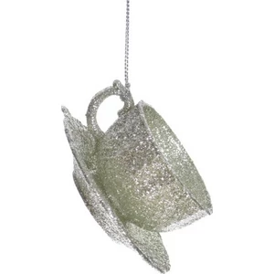 Karácsonyi 9cm Ezüst csésze Csésze+alj 8,5x8,5x4,5cm ezüst Csepp dekor trend 2019/20