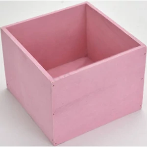 Fa dekor tároló pink festett, 16x16x12cm GRAVÍROZHATÓ!