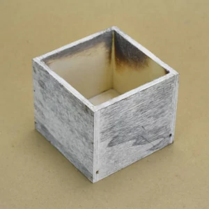 Fa dekor tároló szürke festett, 9x9x8cm GRAVÍROZHATÓ!