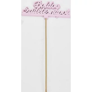Fa dekorfelirat 12,5x29, 5cm- Beszúrós -Boldog születésnapot- felirat pink 4db/csomag