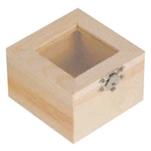 Fa dekorálható doboz natúr csatos-kapcsos tetős, szögletes kicsi GRAVÍROZHATÓ 8x8x5cm Cre Art