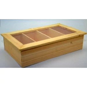 Fa doboz dekorálható 4 rekeszes 33,5x19, 7x8 cm GRAVÍROZHATÓ