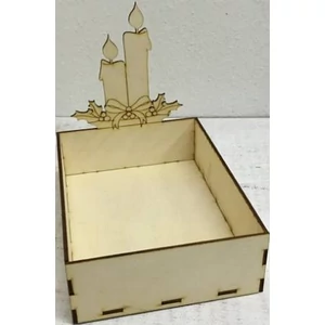 Fa doboz gyertyás 20x15x18,5cm /lapra szerelt/