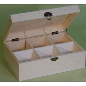 Fa doboz teásdoboz natúr 6rekeszes 16x23x9cm-es doboz GRAVÍROZHATÓ! CRL6538