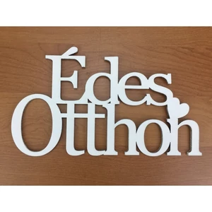 Fa felirat 11,5x20cm Édes Otthon, koszorúra, fehér