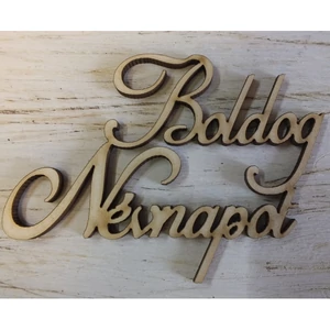 Fa felirat Boldog névnapot 9cmx5.2cmx3mm 3db/cs