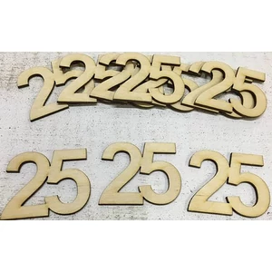 Fa felirat számok 25 évfordulós, szülinapi számok 5cmx3mm 10db/cs